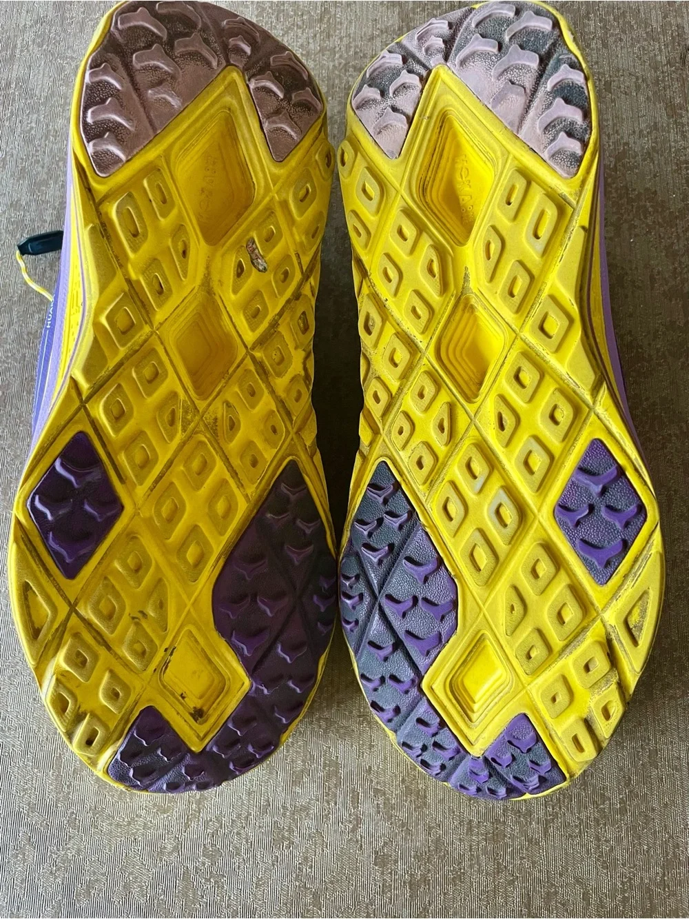 Hoka One One Women's Purple and Yellow Running Sneakers size 9